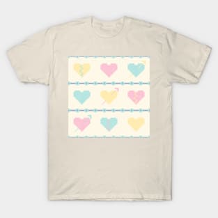 Cross stitch pastel hearts T-Shirt